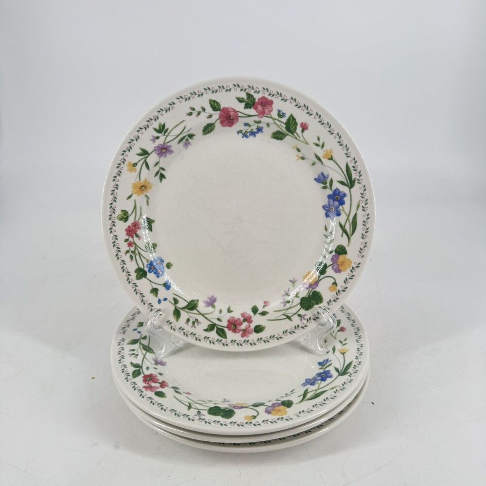 Vintage 1993 Farberware English Garden #225 Set of 4 Salad Plates 7 1/2”